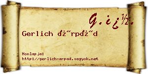 Gerlich Árpád névjegykártya